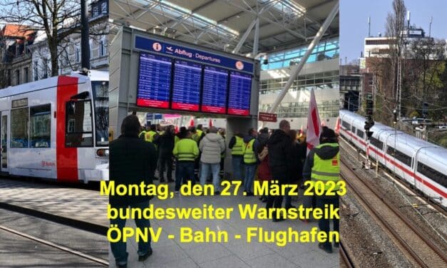 Montag, 27. März 2023 bundesweiter Warnstreik durch&nbsp;verdi