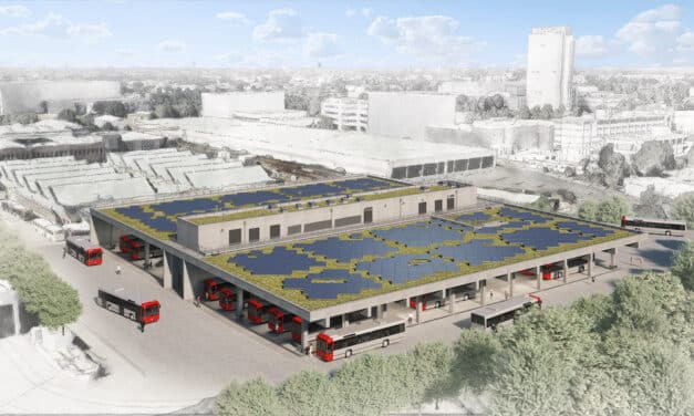 Neuer Busport für die Rheinbahn bietet Platz für 60 Batteriebusse