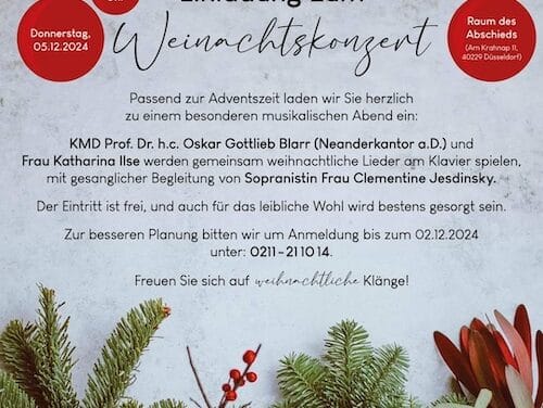Einladung zu einem festlichen Weihnachtskonzert in Düsseldorf