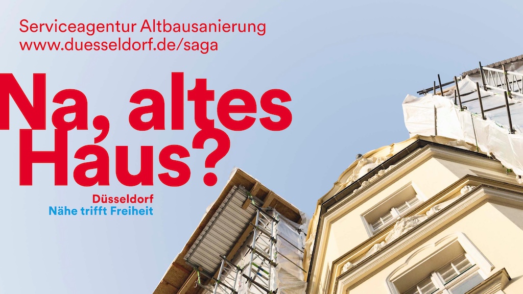 Ab sofort können Bürgerinnen und Bürger der Landeshauptstadt Düsseldorf Beratungstermine bei der Serviceagentur Altbausanierung (SAGA) für die Modernisierung von Gebäuden online reservieren,(c)Landeshauptstadt Düsseldorf