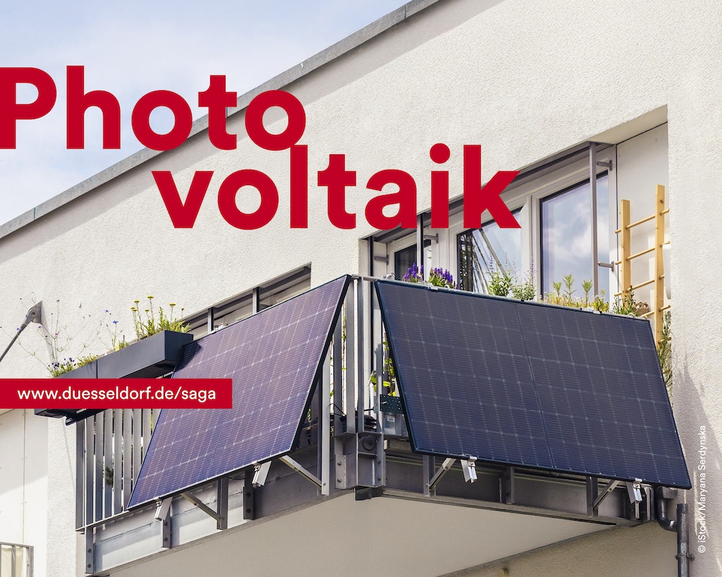 Die Nutzung von Photovoltaikanlagen weist bei Mehrfamilienhäusern Besonderheiten auf, deshalb gibt es am 3. April 2025 ein weiteres kostenloses Onlineangebot zur Solarnutzung im Mehrfamilienhaus,(c)Landeshauptstadt Düsseldorf/Umweltamt