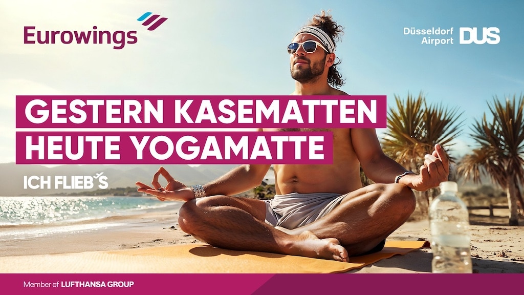 Die neue Standortkampagne von Flughafen Düsseldorf und Eurowings verbindet humorvoll Düsseldorfer Lebensgefühl mit Reiselust.Fotos/Motive: Eurowings