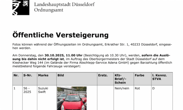Ordnungsamt versteigert elf Fahrzeuge