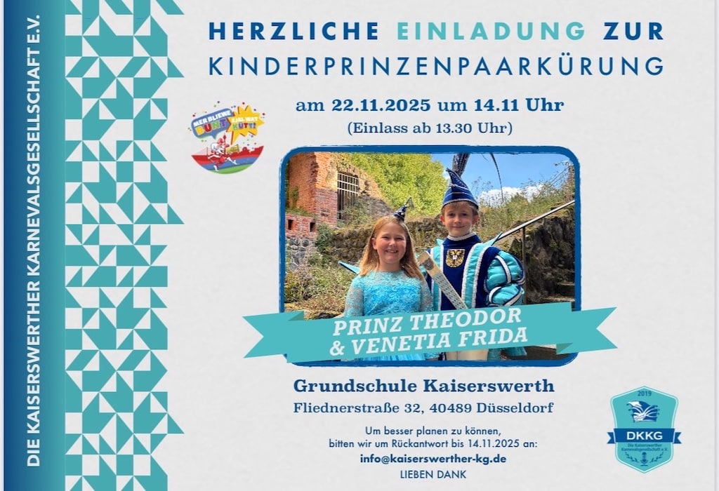 Plakat: Die Kinderprinzenpaarkürung steht vor der Türe © Kaiserswerther Karnevalsgesellschaft