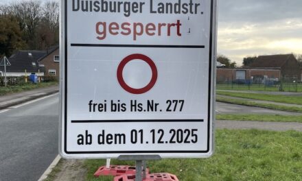 Duisburger Landstraße ab 1. Dezember voll gesperrt