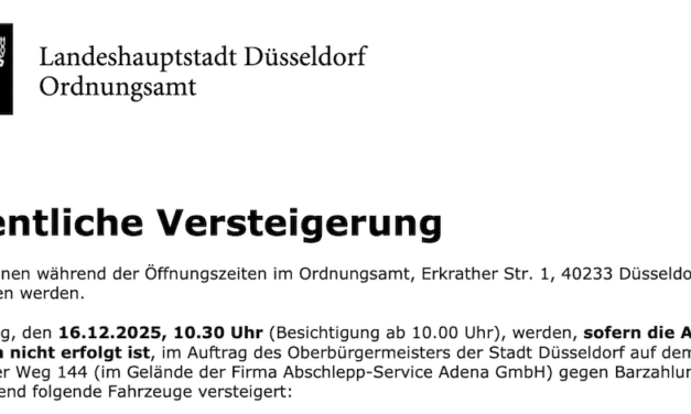 Ordnungsamt versteigert neun Fahrzeuge