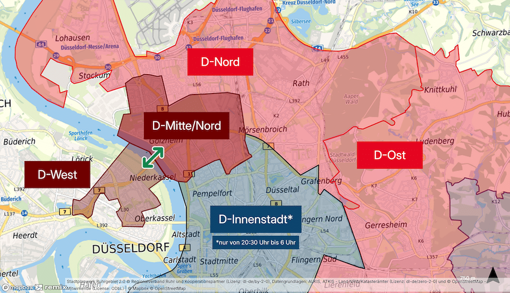 flexy-Gebiete ab 1. Februar 2026 © Rheinbahn