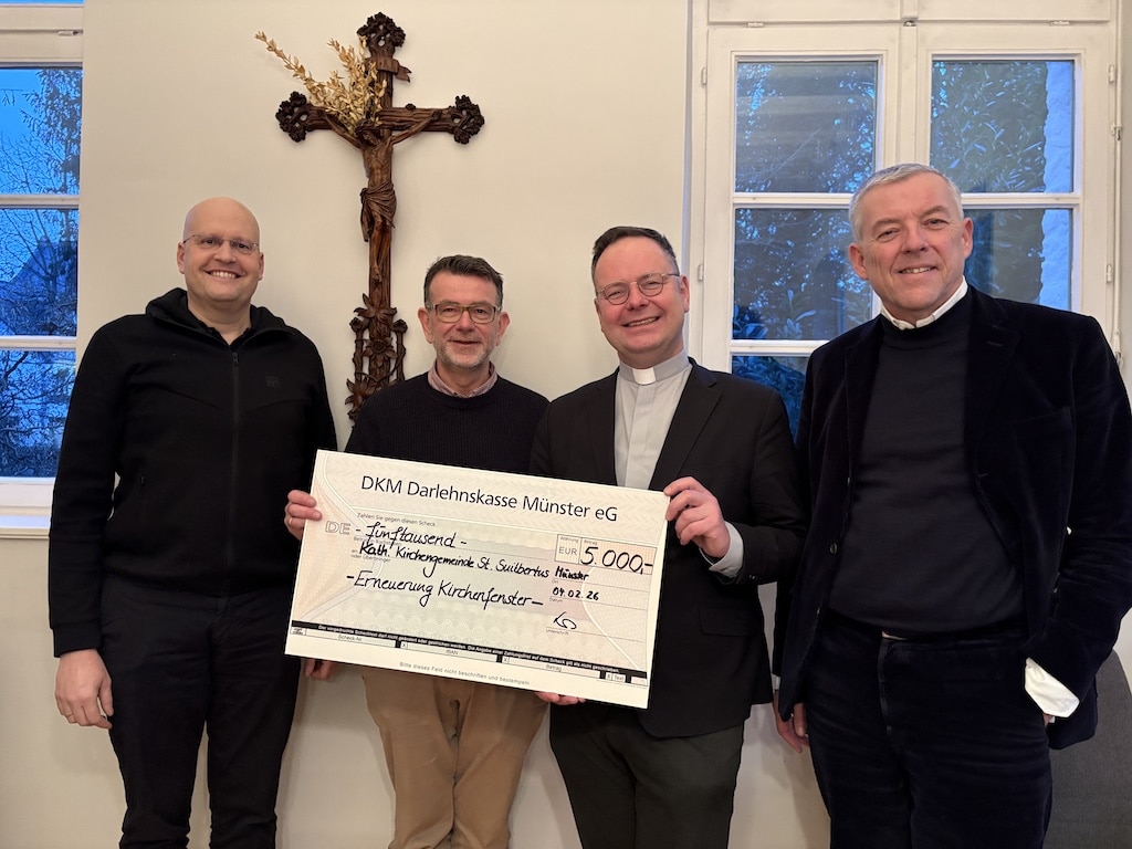 (vl): Richard von Knop, geschäftsführender Vorstand des Kirchenvorstandes der Pfarrei St. Suitbertus, Thomas Köble, Oliver Dregger, Bernhard Bramlage © Kirchengemeinde Kaiserswerth