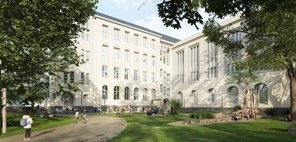 Die ISR Elementary School Düsseldorf eröffnet nach einer umfassenden Sanierung spätestens 2028.          ©&nbsp;ISR 
