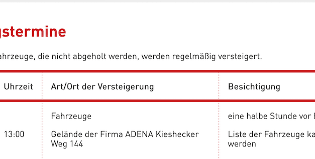 Ordnungsamt versteigert sichergestellte Fahrzeuge – Angebot richtet sich vor allem an Fachleute