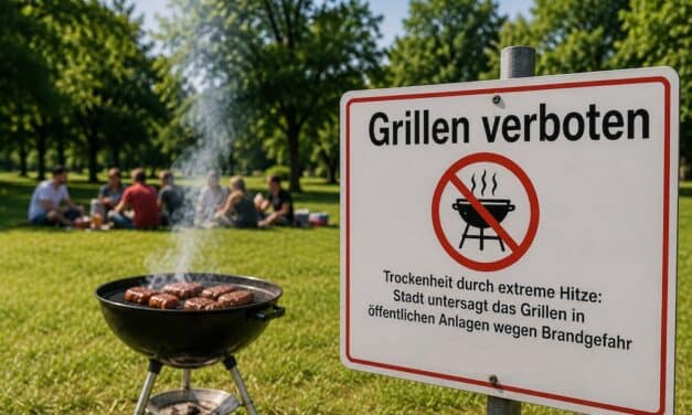 Stadt verbietet Grillen in Grünanlagen wegen hoher Brandgefahr