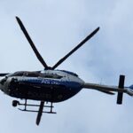 Polizeihubschrauber über der Altstadt