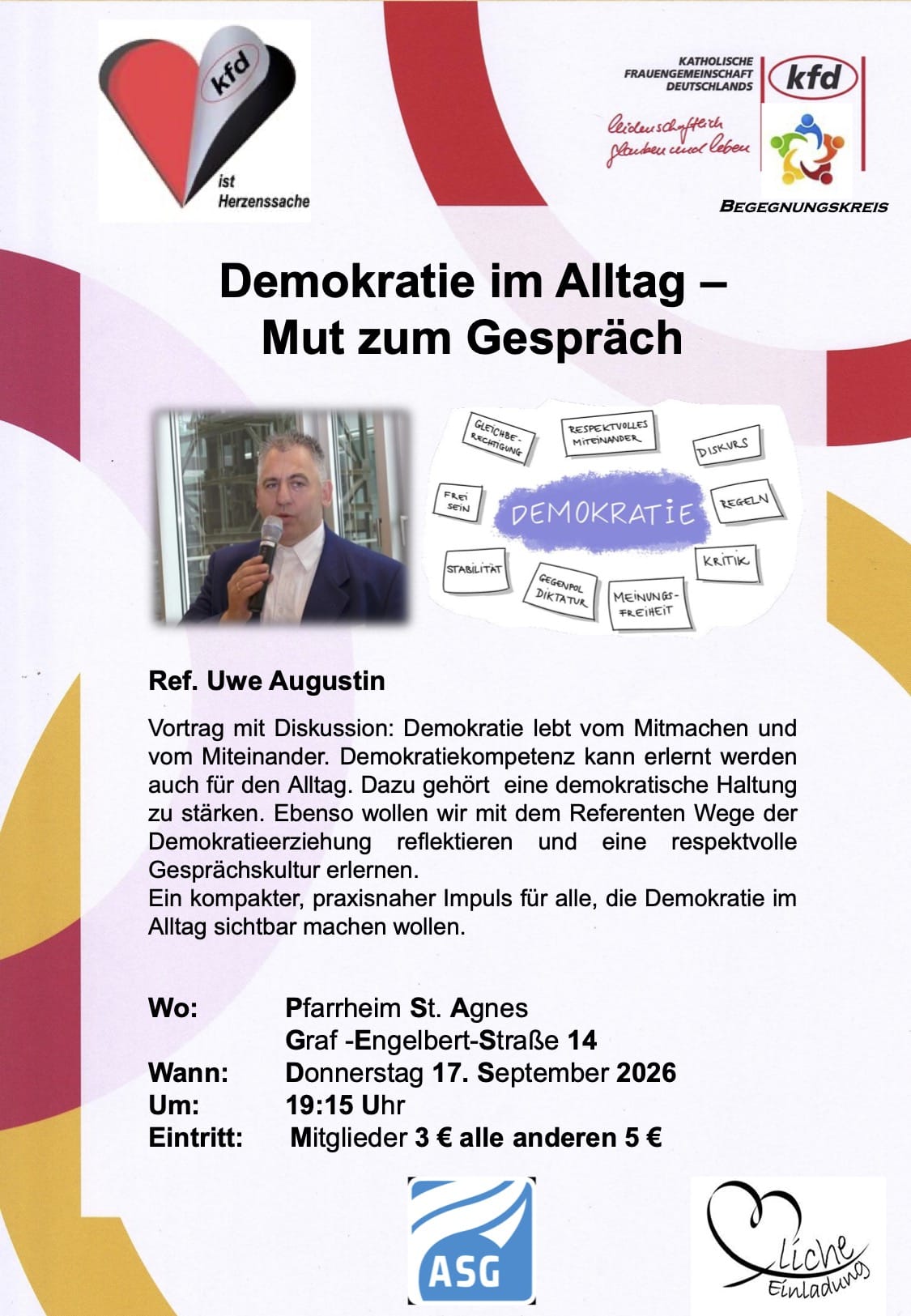 Plakat (KFD Deutschland) Demokratie ist die größte Errungenschaft unserer Kultur. Es gilt, sie zu schützen Plakat (KFD Deutschland) Demokratie ist die größte Errungenschaft unserer Kultur. Es gilt, sie zu schützen