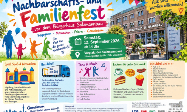 Nachbarschaftsfest verwandelt Vorplatz des Salzmannbaus in ein buntes Familienfest