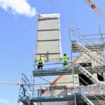 Fliegende Fassaden: Auf der bwb-Großbaustelle in Stockum