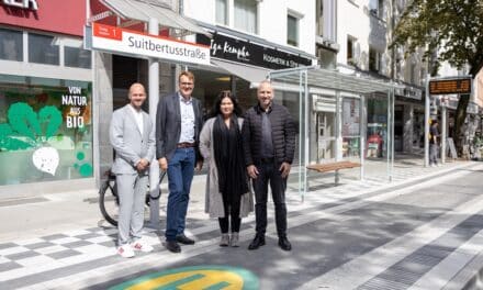 Haltestelle „Suitbertusstraße” in Bilk pünktlich fertiggestellt – erstes Radkap im Rheinbahn-Netz