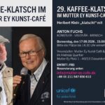 Kölner Kult-Künstler Anton Fuchs beim 29. Kaffee-Klatsch im Mutter Ey Kunst Kaffee
