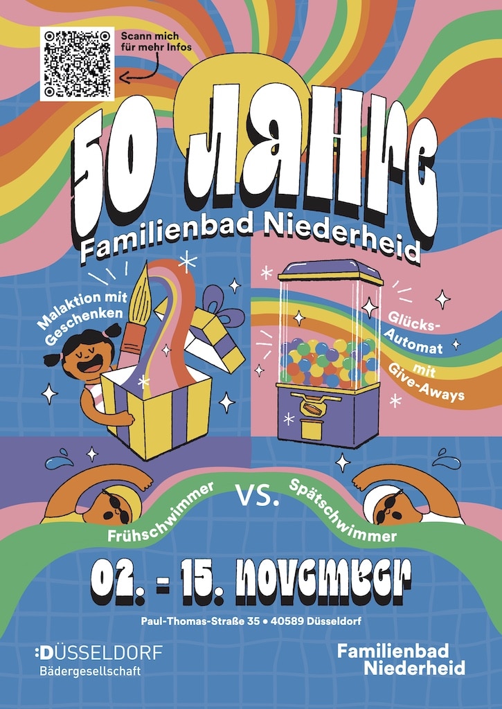 50Jahre_A1_RZ Plakat Fmilienbad Niederheid © Bädergesellschaft Düsseldorf mbH