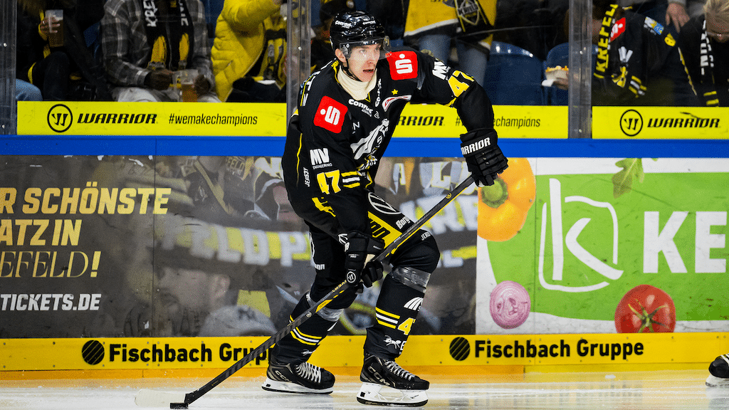 Von den Krefeld Pinguinen kommt Carl Konze nach Düsseldorf. © DEG Düsseldorf