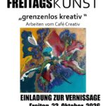 Acrylbilder und Resinobjekte im Café Grenzenlos